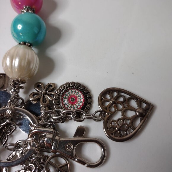 Charm Keychain With Hearts, Butterflies, And Flowers - Picture 5 of 9